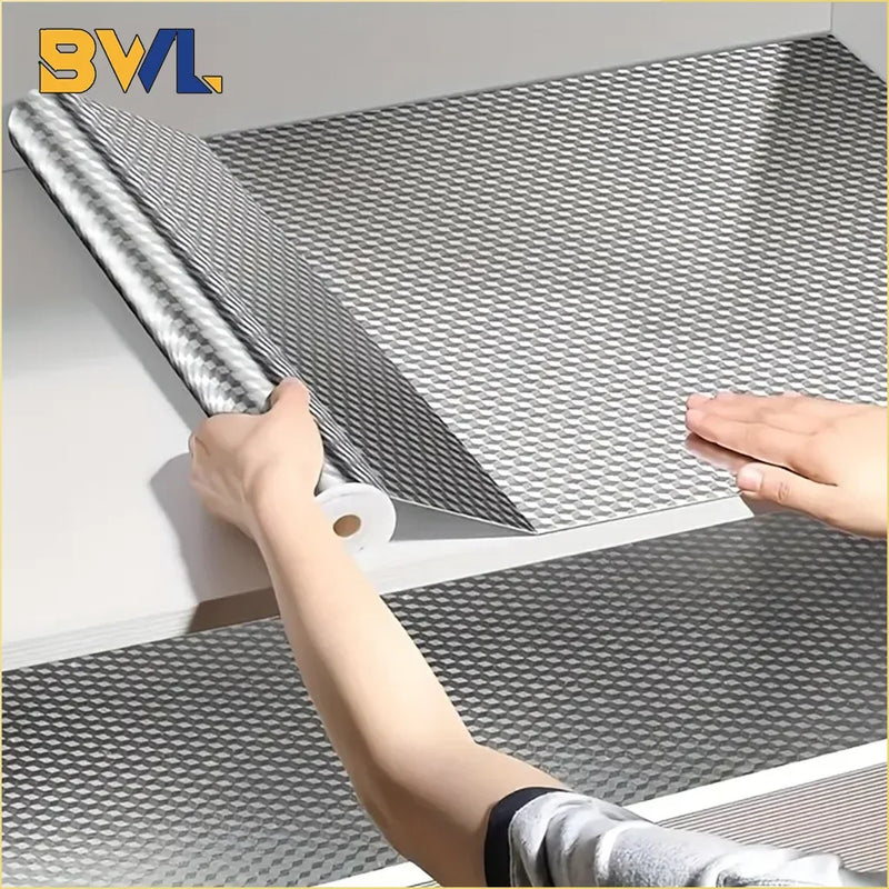 Kitchen Oil Proof Wallpaper Self Adhesive Aluminum Foil Sticker Waterproof Heat Resistant Liner for Cabinet Backsplash Wall Deco