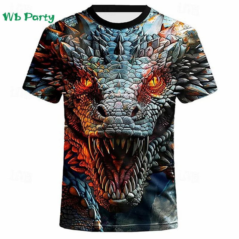 Oversized T shirt Men Dragon Print T-shirt Man Dragon Graphic Tee Men&