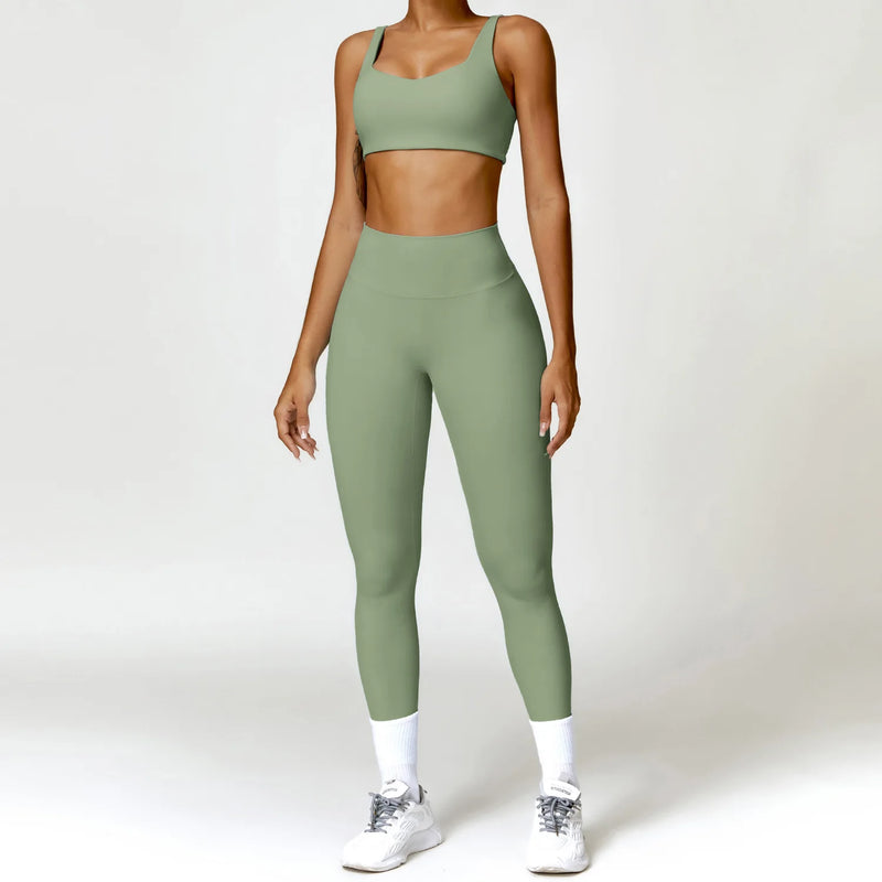 Yoga Suit 2 Pieces Sportswear Sports Set Women Tracksuits Gym Clothes Sport Bra Fitness Long Sleeve Top Workout Legging Yoga Set