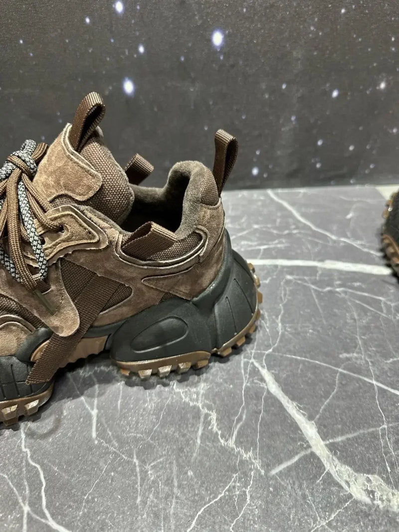 Chunky Sneakers Men Designer Mountaineering Shoes Fashion Casual Leather Fabric Breathable Height Increased Platform Sport Shoes