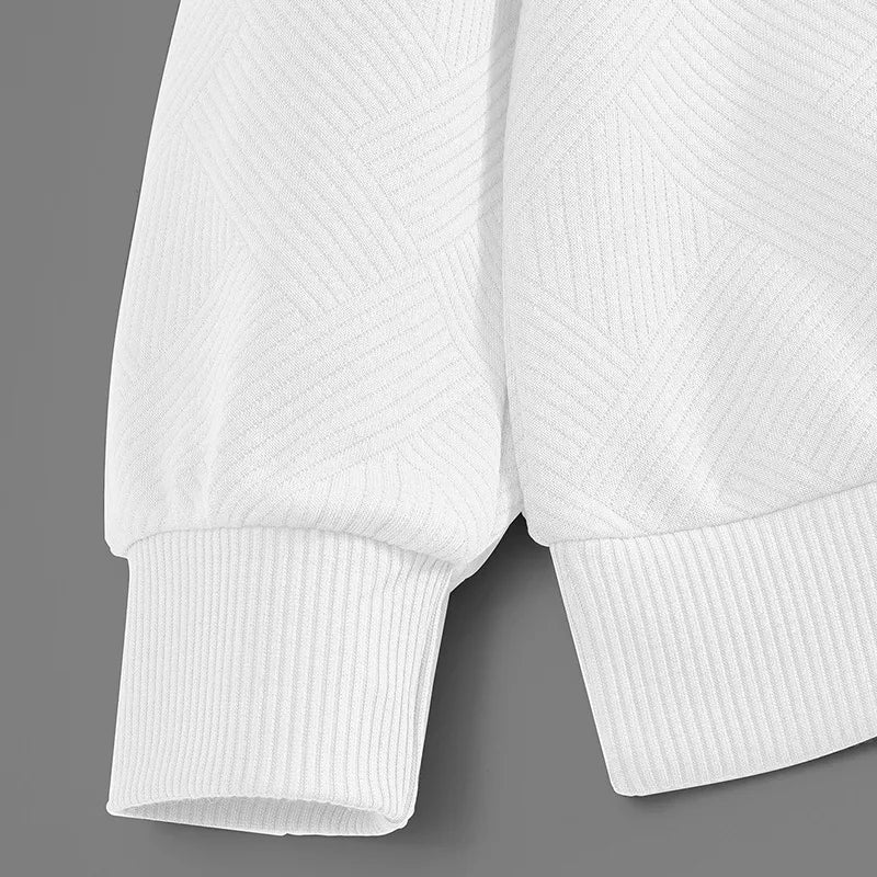 Men’s Zipper Polo Sweatshirt – Turn-Down Collar Long Sleeve Pullover for Autumn and Winter