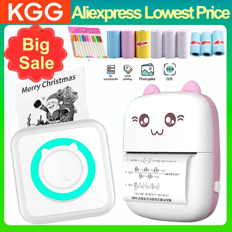 Portable Thermal Printer MINI Wirelessly BT 203dpi Photo Label Memo Wrong Question Printing With USB Cable Imprimante Portable