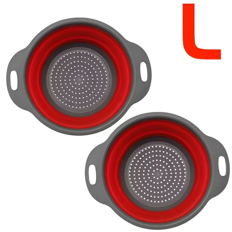 Round Collapsible Colander Silicone Kitchen Fruit Vegetable Washing Basket Strainer Foldable Drainer Kitchen Gadgets Tools