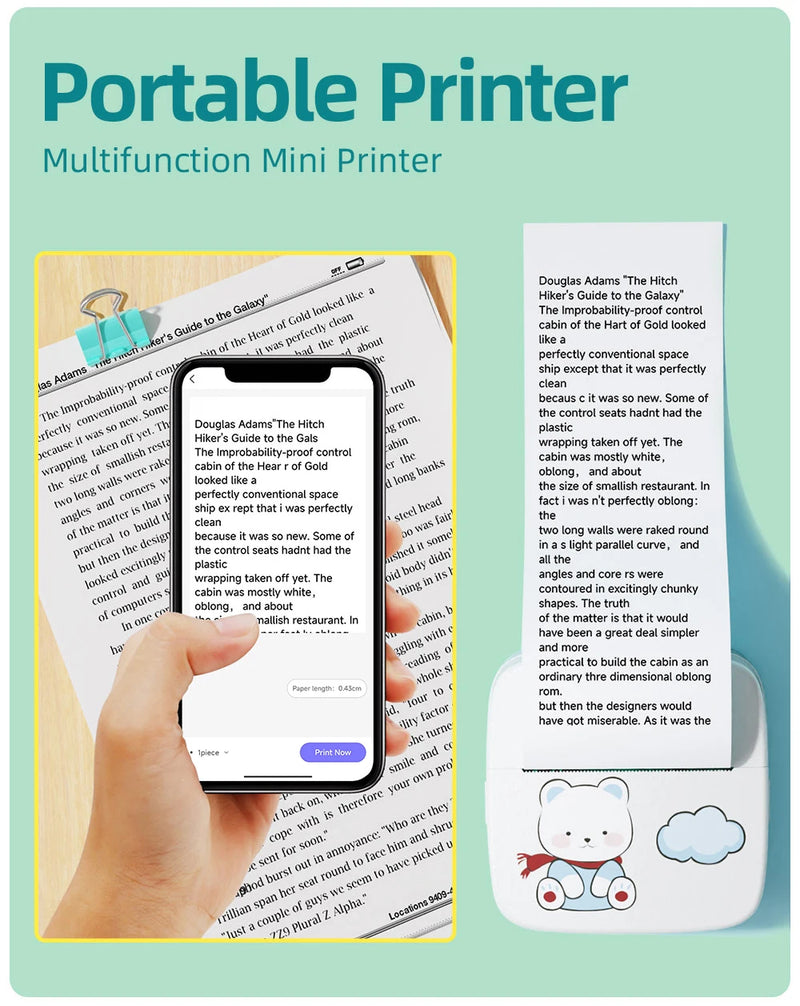 1200mAh Mini Printers Wireless Bluetooth Label Maker Printer 57mm Thermal Stickers Printer For School Home Text Photo Printing