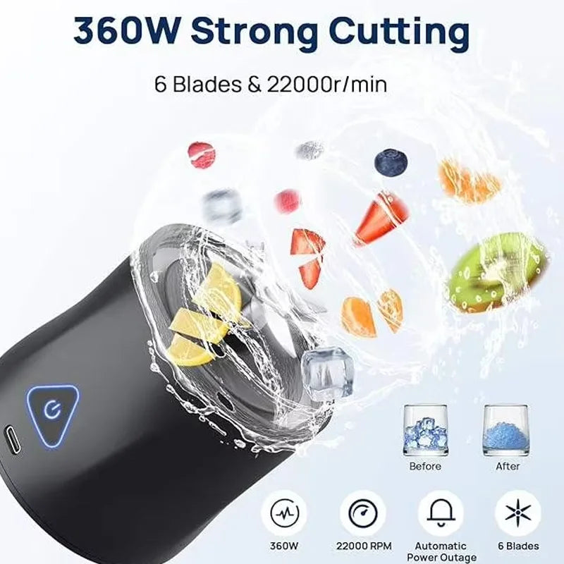 2025 Portable Electric Blender Juicer USB Rechargeable Mini Smoothie Blender Personal Fruit Mixer for Home Office Travel