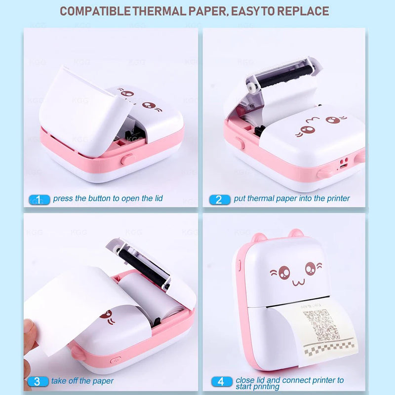 Portable Thermal Printer MINI Wirelessly BT 203dpi Photo Label Memo Wrong Question Printing With USB Cable Imprimante Portable