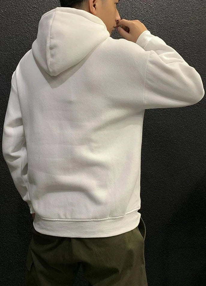 Men’s Fleeced Green Hoodie – Solid Casual Sweatshirt for Autumn and Winter