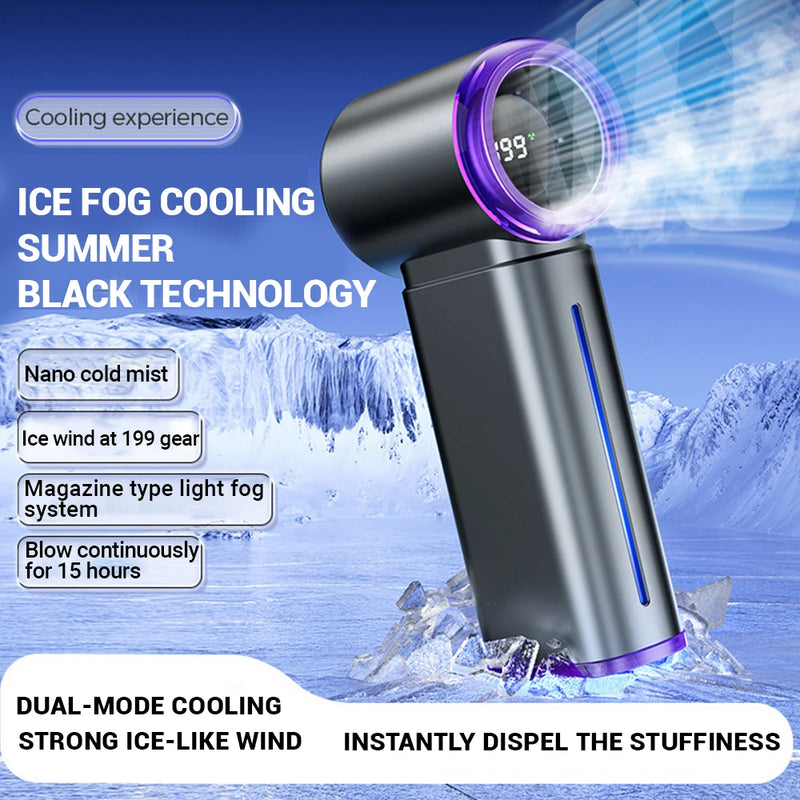 Portable Misting Fan Handheld Fan Electric Hand Fans Ice Wind At 199 Gear Nano Cold Mist Cooling Fan 3500mah USB Rechargeable