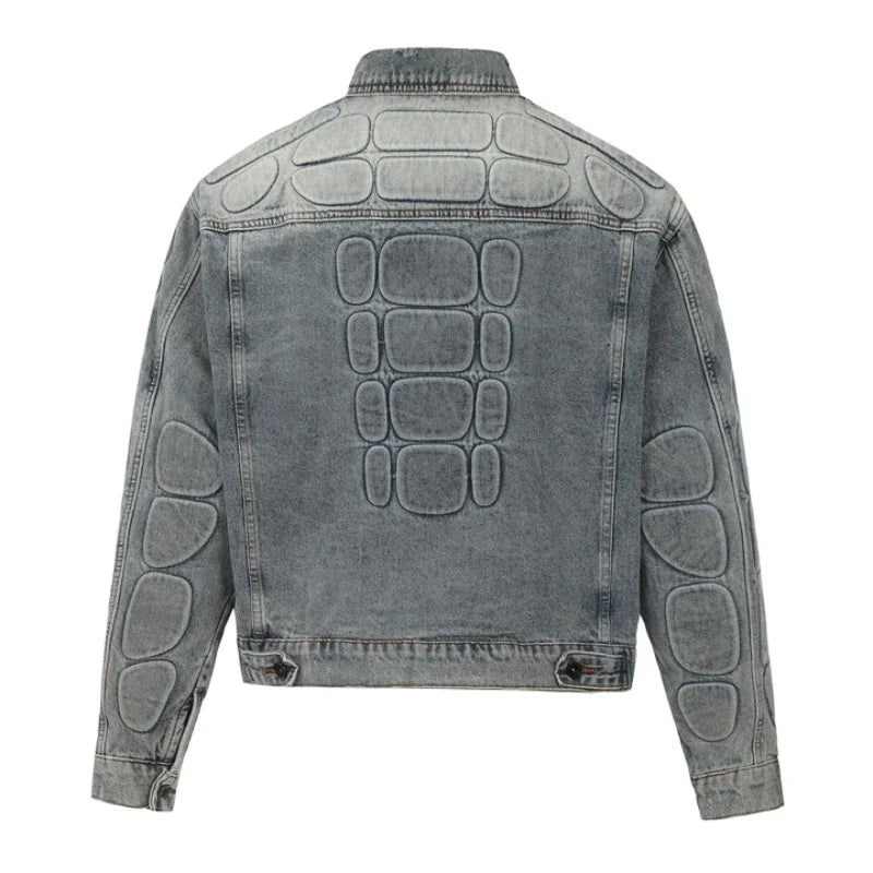 European American High Street Trend Kanye West Denim Jacket Heavyweight Washed Do Old Pleated Ripped Denim Outerwear