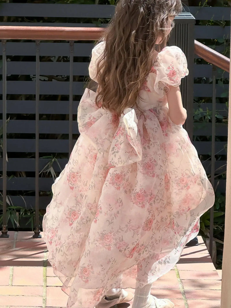 Casual Summer Girls Princess Dress – Sweet Floral Bow Knot Style