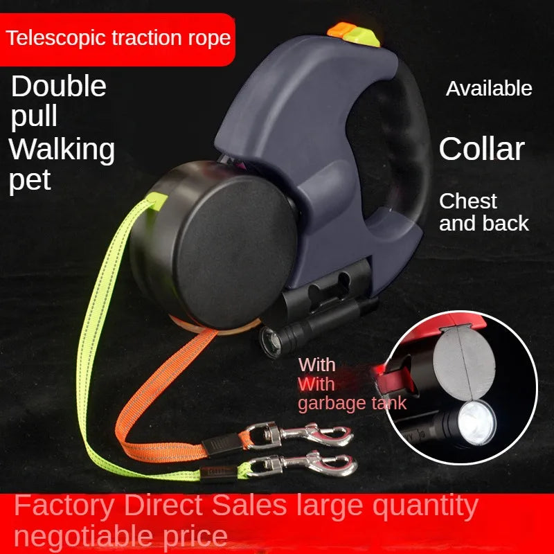 🐾 Double Retractable Dog Leash – 360° Tangle-Free Dual Leash for Two Dogs