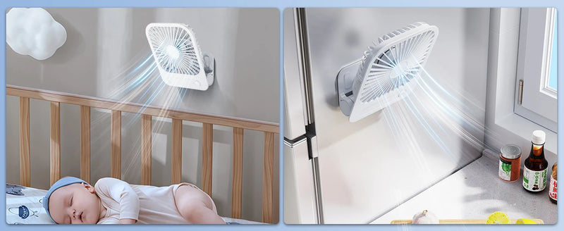 Eary Magnetic Wall Fan With 1200mAh Battery 4 Wind Speed Strong Airflow Ventilador Fan Mount for Kitchen Gym Cruise Ship Cabins