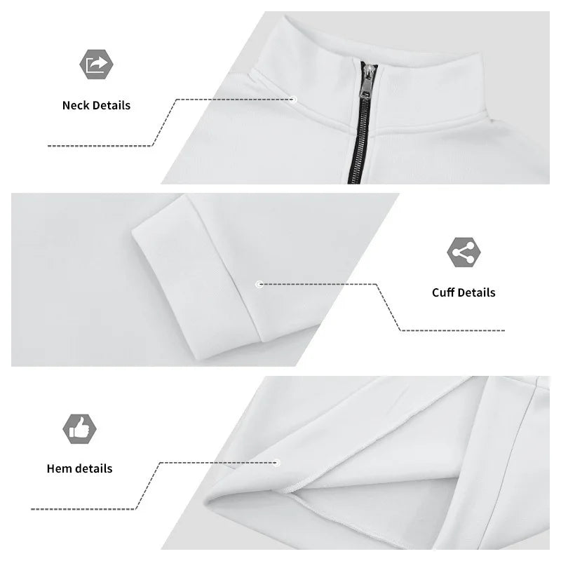 Men’s Winter Fleece Half-Zip Hoodie – Warm Stand Collar Bull Print Sweatshirt