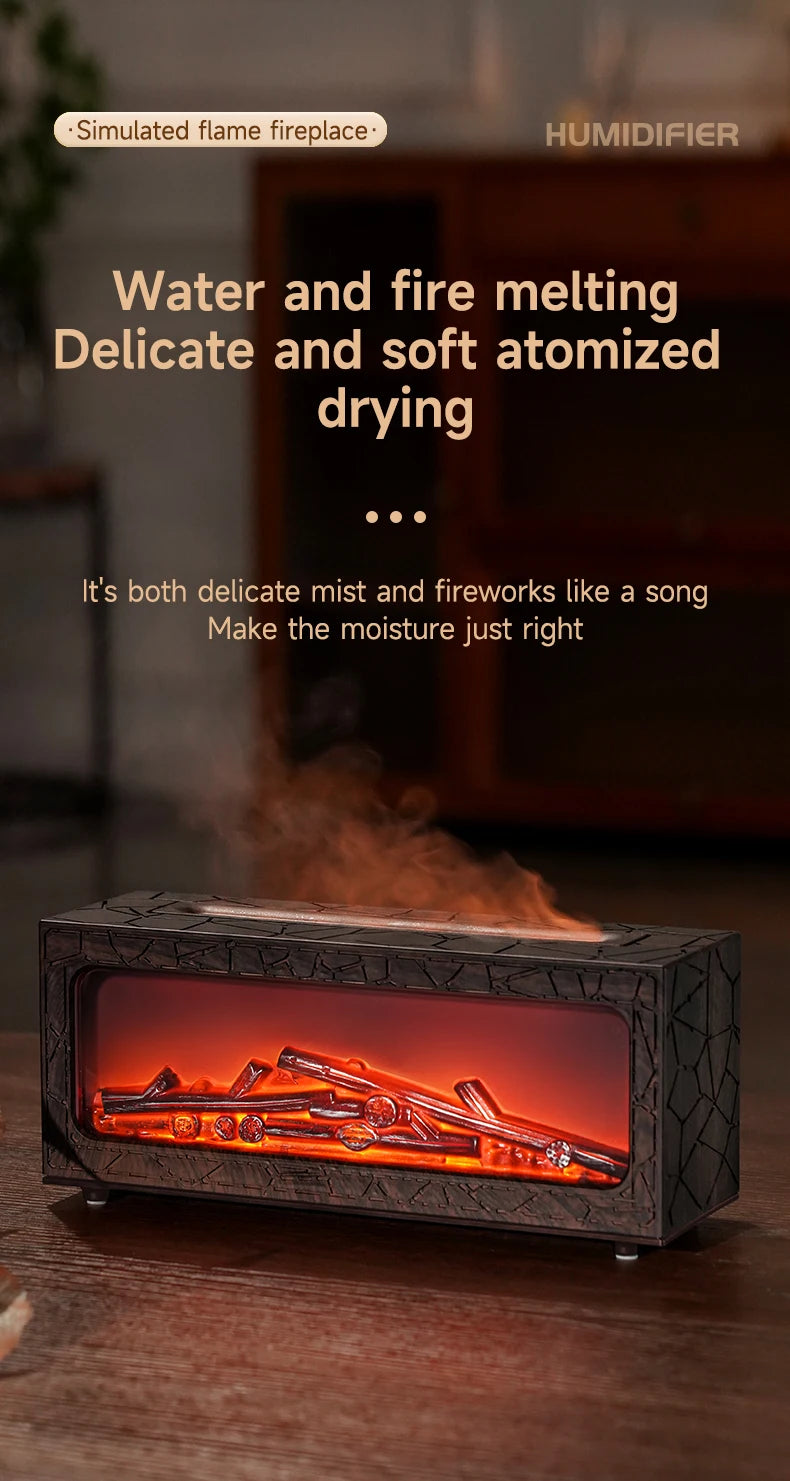 Air Humidifier Essential Oil Diffuser Flame Aroma Humidifier Home Room Fragrance Diffuser with Night Light Aromatherapy Diffuser