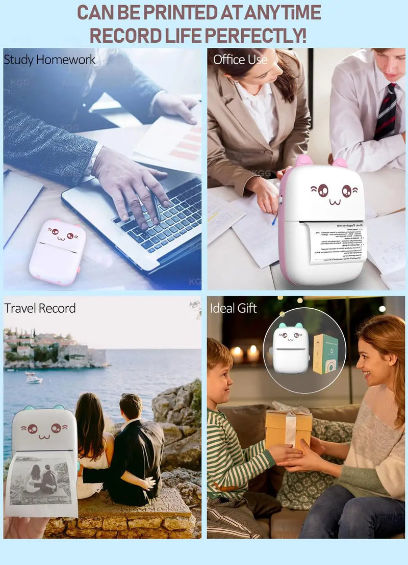 Portable Thermal Printer MINI Wirelessly BT 203dpi Photo Label Memo Wrong Question Printing With USB Cable Imprimante Portable