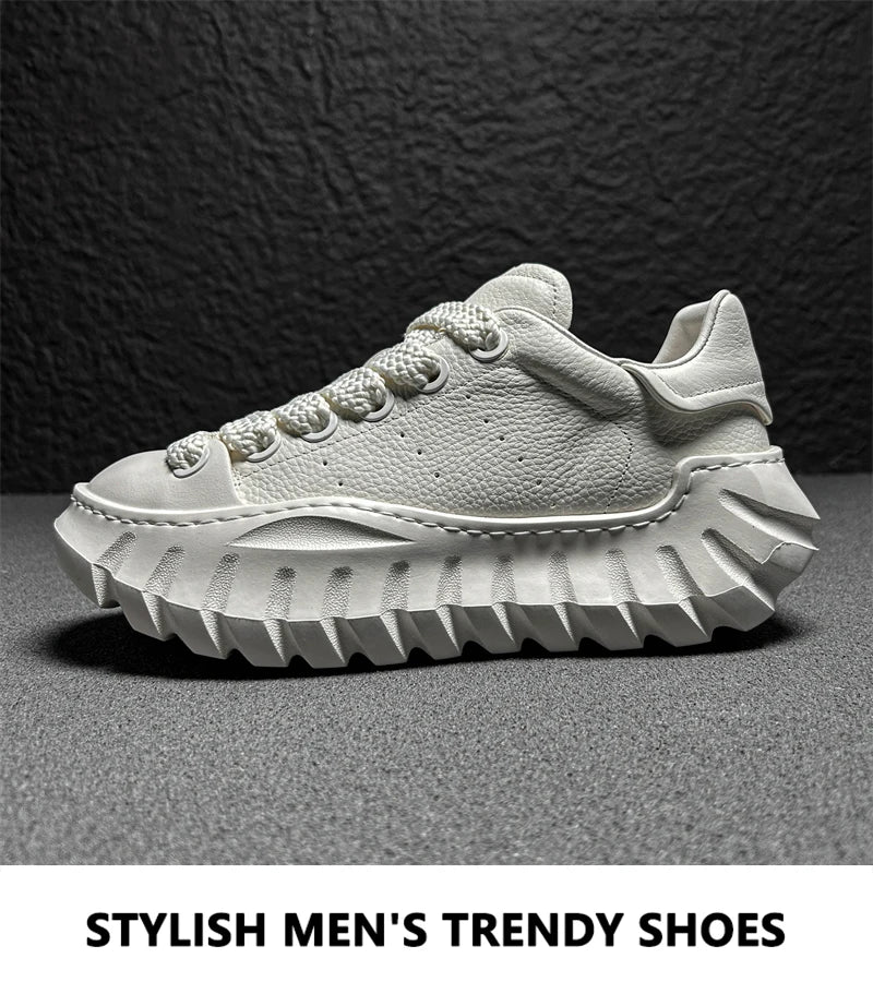 Chunky Sneakers Men Designer Sport Shoes Fashion Casual Microfiber Leather Breathable Height Increased Flat Platform Board Shoes