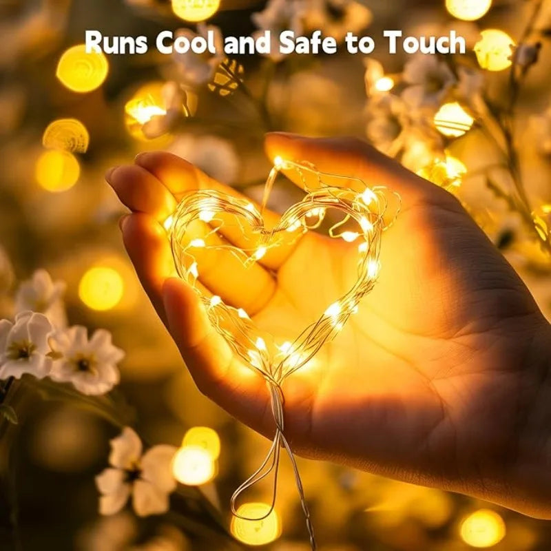 LED Fairy Lights Battery Operated String Lights Waterproof Silver Wire Firefly Starry Lights  Wedding Party Xmas Christmas Decor