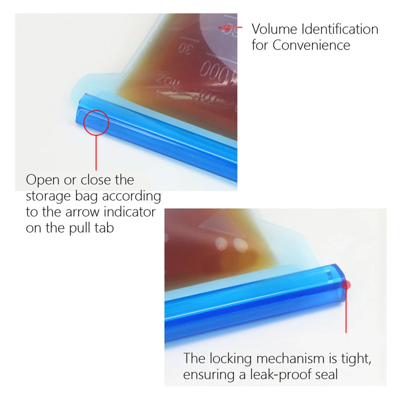 1000ml Reusable Silicone Food Grade Storage Bag Lunch Sandwich Snack Liquid Lunch Fruit Freezer Zip Seal Bags 4 Colors