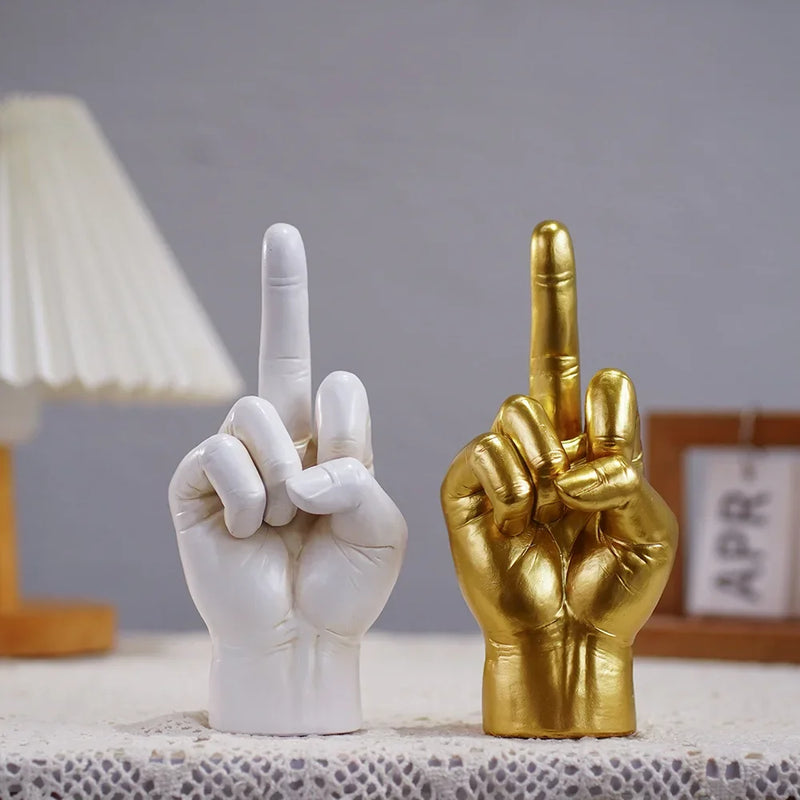 Tatiana Haven™ Trendy Resin Middle Finger Statue – Hip Hop Home & Desk Decor