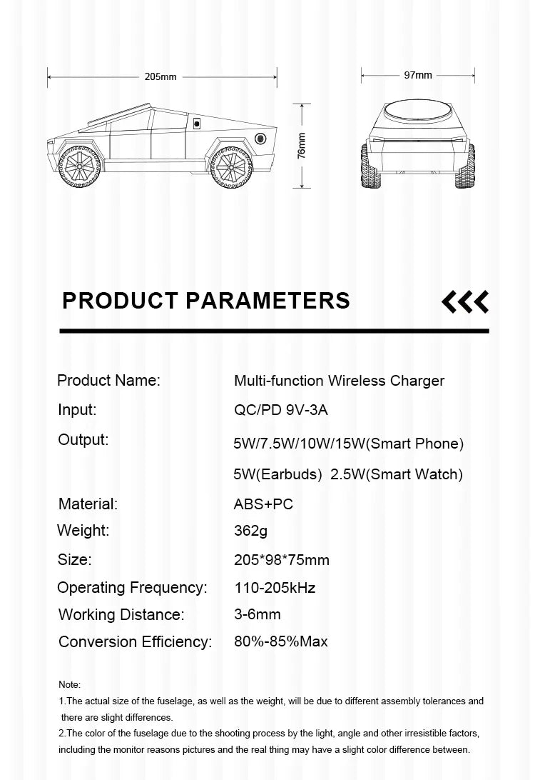 Cybertruck 3-in-1 Qi2 Wireless Charger | iPhone, iWatch & AirPods Dock