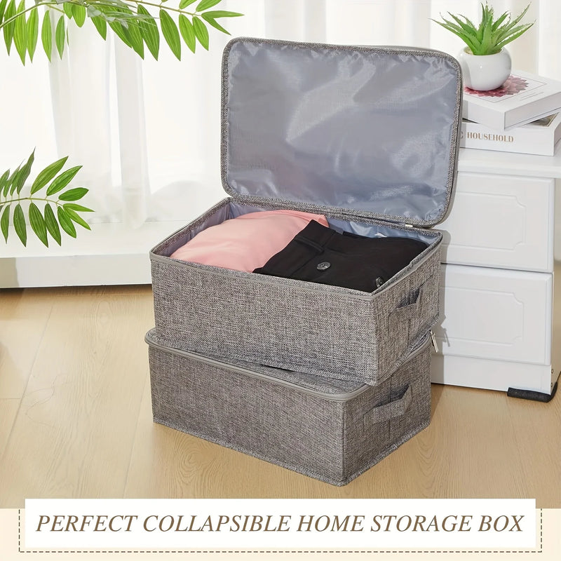 Stackable Foldable Fabric Storage Boxes with Lids and Handles Rigid and Foldable Storage Boxes Clothing Lockers Under-Bed Storag