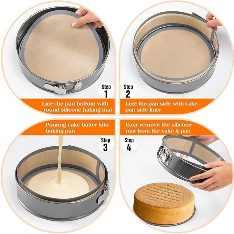 9Inch Silicone Baking Mat Set Easy Clean NonStick Multifunction Baking Cake Mat Reusable Bake Dish for Cake Pizza Pastry Cookie
