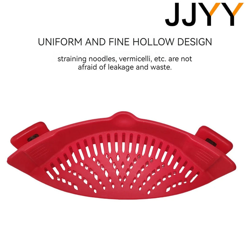 JJYY Universal Silicone Clip-on Pan Pot Strainer Anti-spill Pasta Pot Strainer Food Grade Rice Fruit Colander Strainer