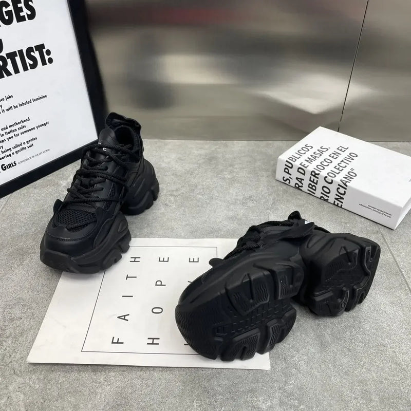 New Fashion Women Tennis Shoes Chunky Sneakers for Women Spring Autumn Thick Bottom Dad Shoe Ladies PU Leather Platform Sneakers