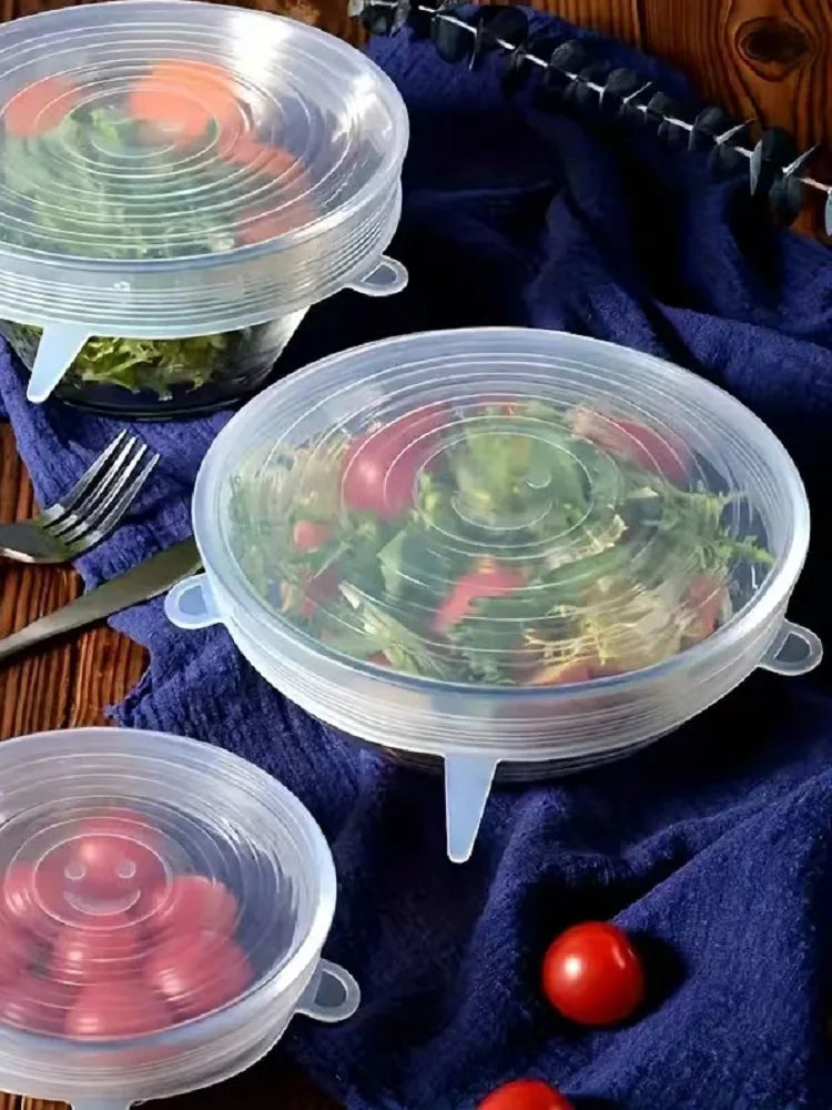 6Pcs Silicone Stretch Lids, Food Bowl Covers, Reusable Food Saving Covers, Retractable Multifunctional Fresh-keeping Lid