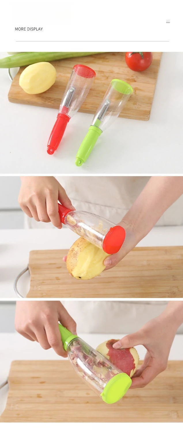 Fruit Peeler with Storage Box for Household Peeling Storage Kitchen Special Anti-splash Fruit and Vegetable Peeler