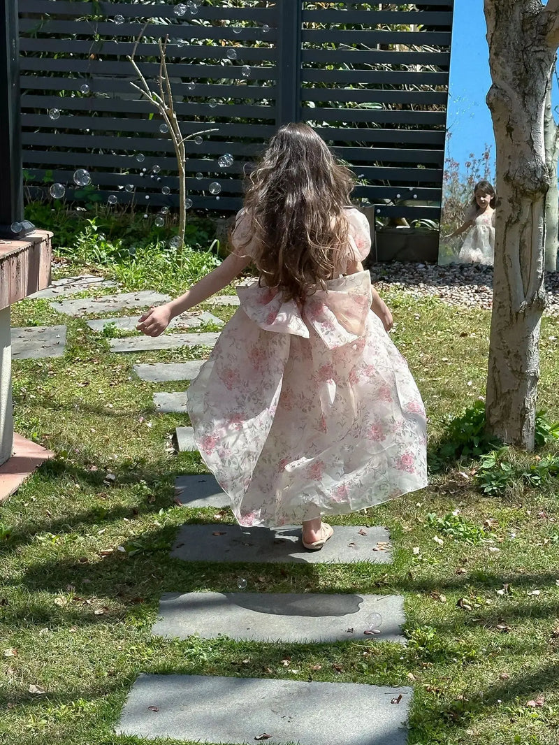 Casual Summer Girls Princess Dress – Sweet Floral Bow Knot Style