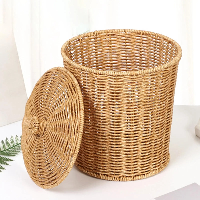 Laundry Basket Bins with Lid Large Opening Storage Basket Handwoven Storage Baskets for Bathroom Nursery Bedroom Dorm Clothes