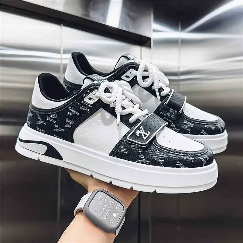 Fashion White Blue Skateboard Shoes Man Comfortable Platform Men&