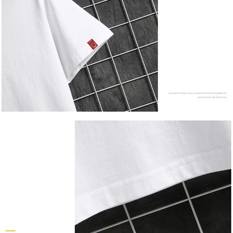 Mens T Shirts 2025 Male Summer Cotton Short Sleeve Fashion  Bottoming Tops Round Neck White Tee Oversized T-shirt Men Clothing