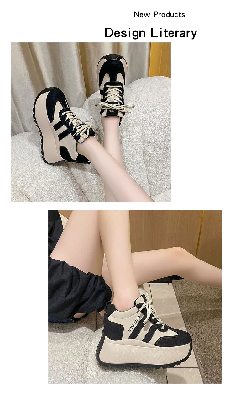2025 New 10cm Womens Chunky Sneakers Lightweight Lace Up Casual Shoes Fashion Spring Platform Sports Shoes Comfortable Sneakers