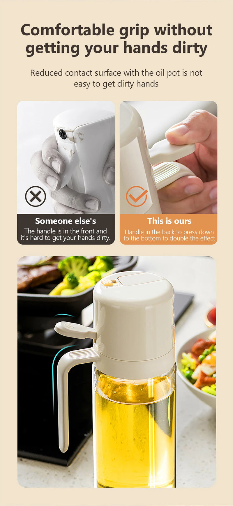 550ML Oil Sprayer Bottle BBQ Cooking 2 in 1 Oil Dispenser Olive Oil Pourers Sprayer Kitchen Baking Oil Mister Vinegar Bottle