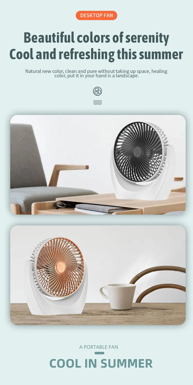 Portable Mini USB-Charged Desk Fan for Desktop Use - Compact and Convenient!
