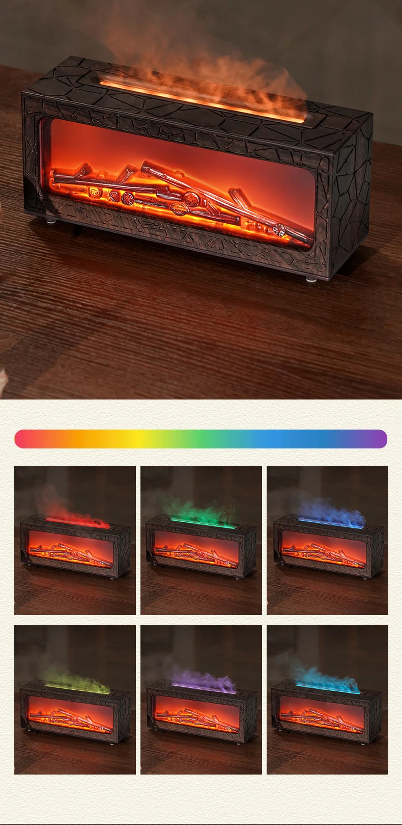 Air Humidifier Essential Oil Diffuser Flame Aroma Humidifier Home Room Fragrance Diffuser with Night Light Aromatherapy Diffuser