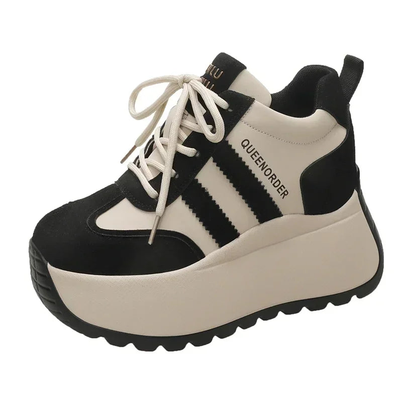 2025 New 10cm Womens Chunky Sneakers Lightweight Lace Up Casual Shoes Fashion Spring Platform Sports Shoes Comfortable Sneakers