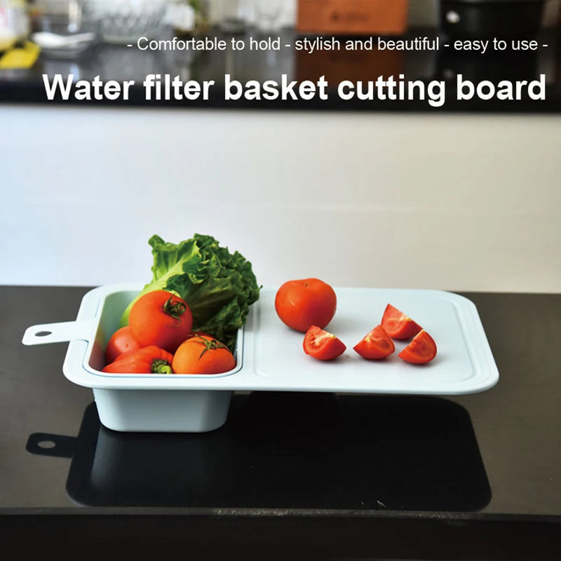 1PC multi-functional sink cutting board Kitchen vegetable and fruit cutting board 2-in-1 removable drain basket cutting board