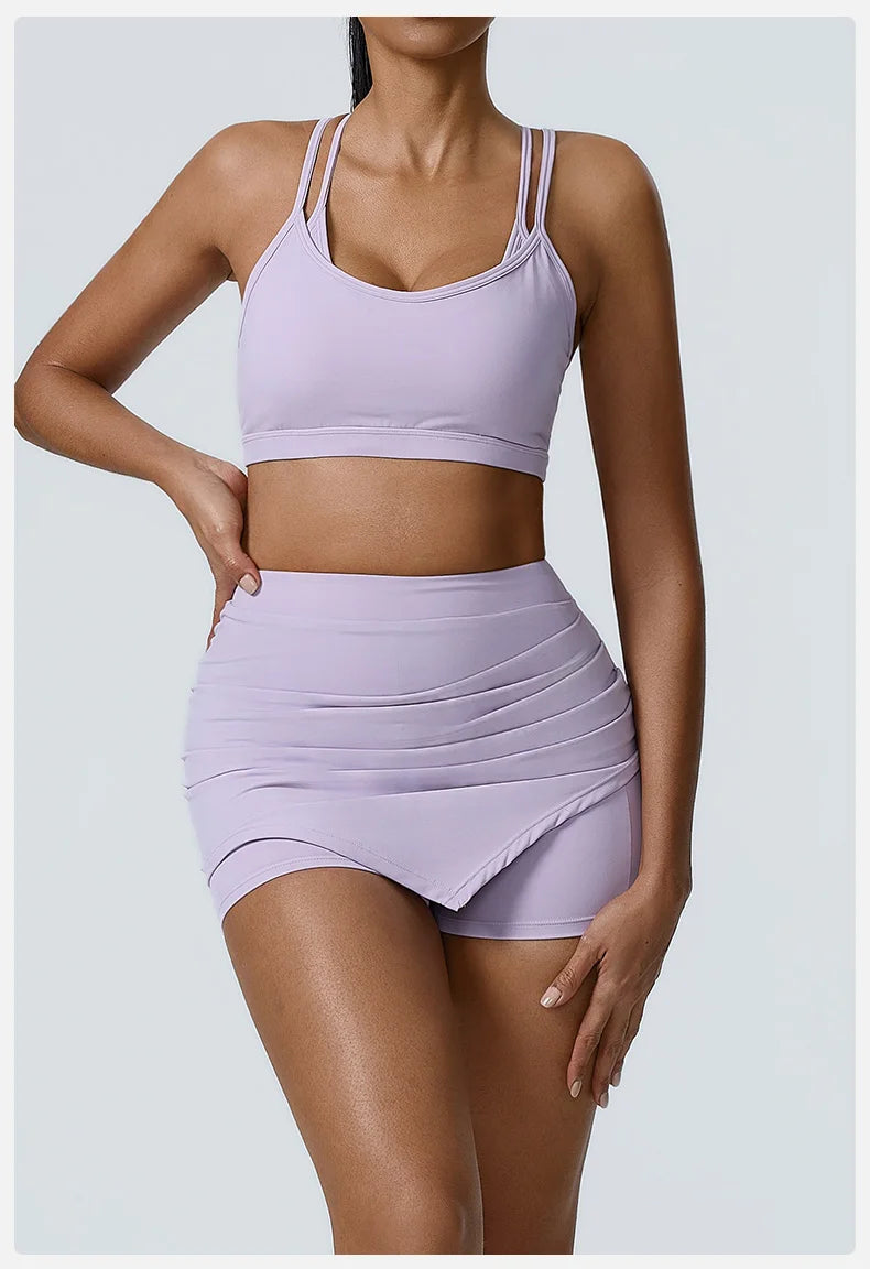 Yoga Sets 2 Pieces Workout Sets for Women Tracksuit Sportswear Gym Clothes High Waist Shorts Outfits Running Suits Fitness Bras