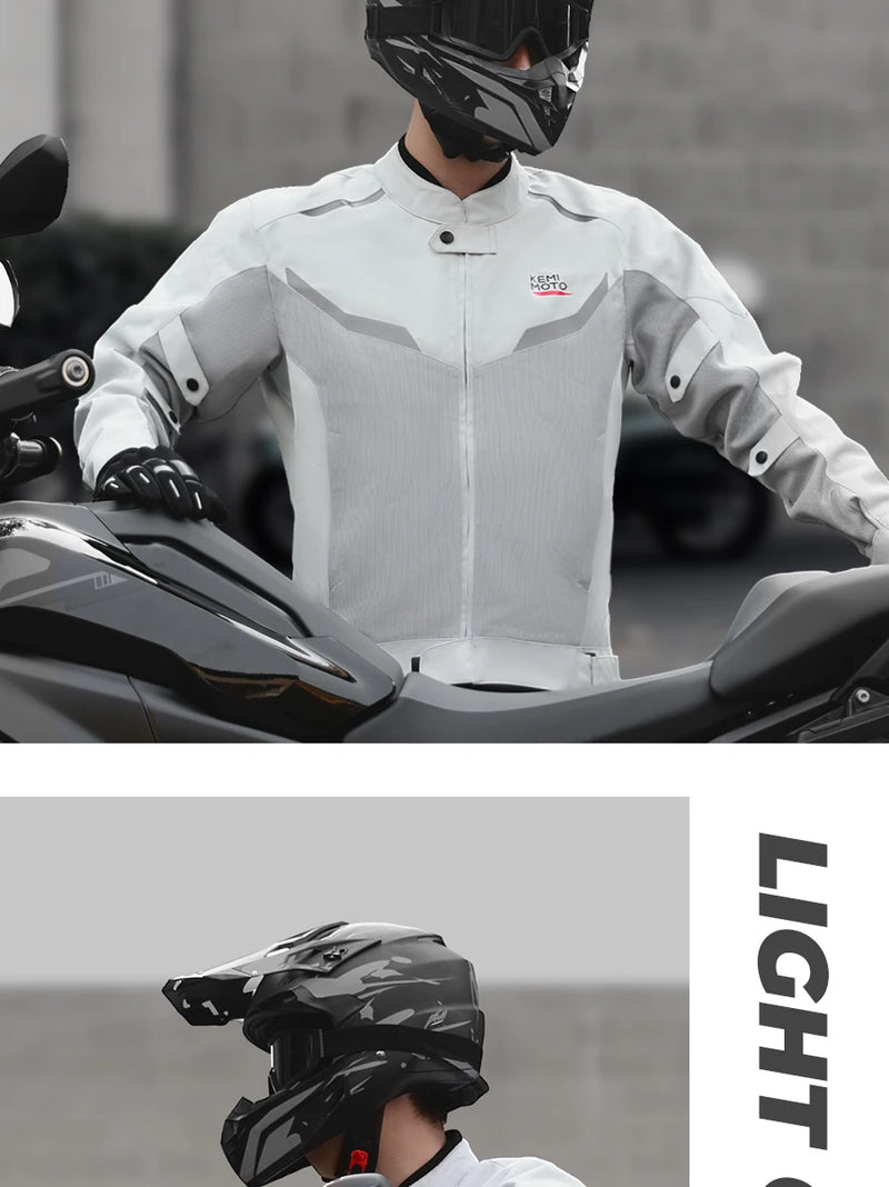 Motorcycle Riding Jacket Men Breathable Summer Clothing Built-in CE Protector Gear Soft Mesh Cycling Motocross Off-road Outfit