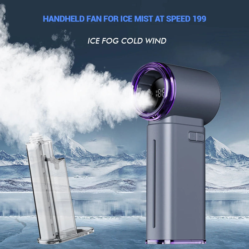 Portable Misting Fan Handheld Fan Electric Hand Fans Ice Wind At 199 Gear Nano Cold Mist Cooling Fan 3500mah USB Rechargeable