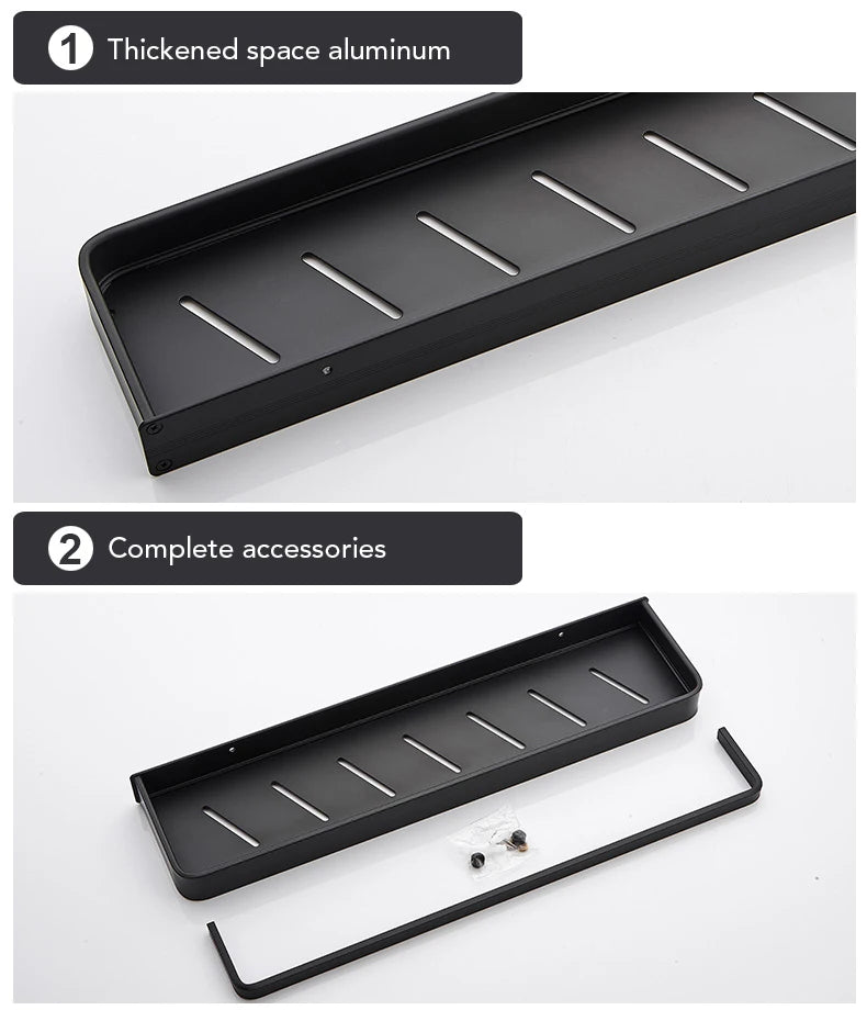 Punch-free Black Bath Shelves Bathroom Shelf Nail-free Shampoo Holder Shelves Storage Shelf Rack Bathroom Basket Holder ML1018