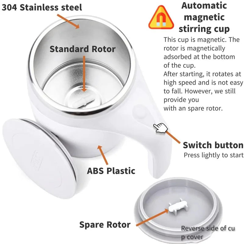 Automatic Mixing Cup 304 Stainless Steel Coffee Milk Self Stirring Magnetic Mug Portable Electric Blender Rechargeable Water Cup