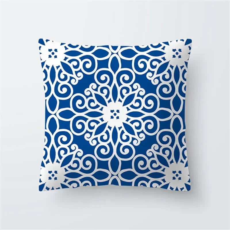 Decorative Throw Pillows Blue Geometry Pillow Cover 45x45 Polyester Cushion Cover Marine Life Pillowcase Cushions Home Decor