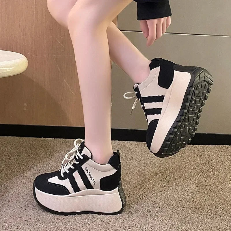 2025 New 10cm Womens Chunky Sneakers Lightweight Lace Up Casual Shoes Fashion Spring Platform Sports Shoes Comfortable Sneakers