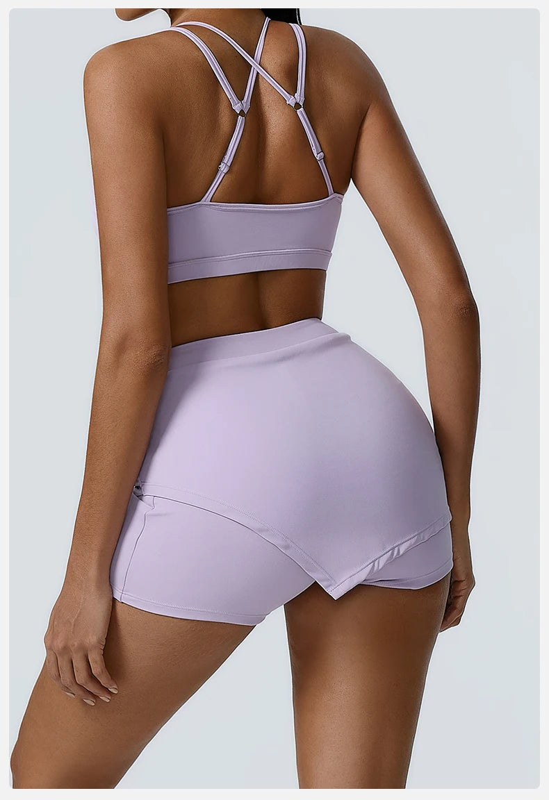 Yoga Sets 2 Pieces Workout Sets for Women Tracksuit Sportswear Gym Clothes High Waist Shorts Outfits Running Suits Fitness Bras