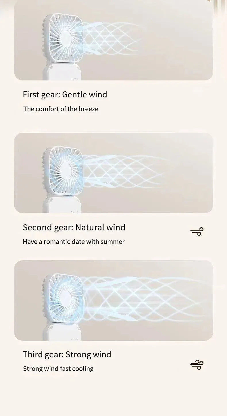 Mini Handheld Fan Mute Foldable Fan Multi-functional Turbine Fan USB Rechargeable Portable Hanging Neck Fan Mini Table Fan