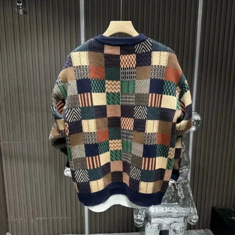 Men’s Warm Loose Fit Sweatshirt – Round Neck Pullover with Wool Lining for Autumn and Winter